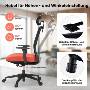 COSTWAY Bürostuhl, mit verstellbarer Rückenlehne, Lenden- & Kopfstütze