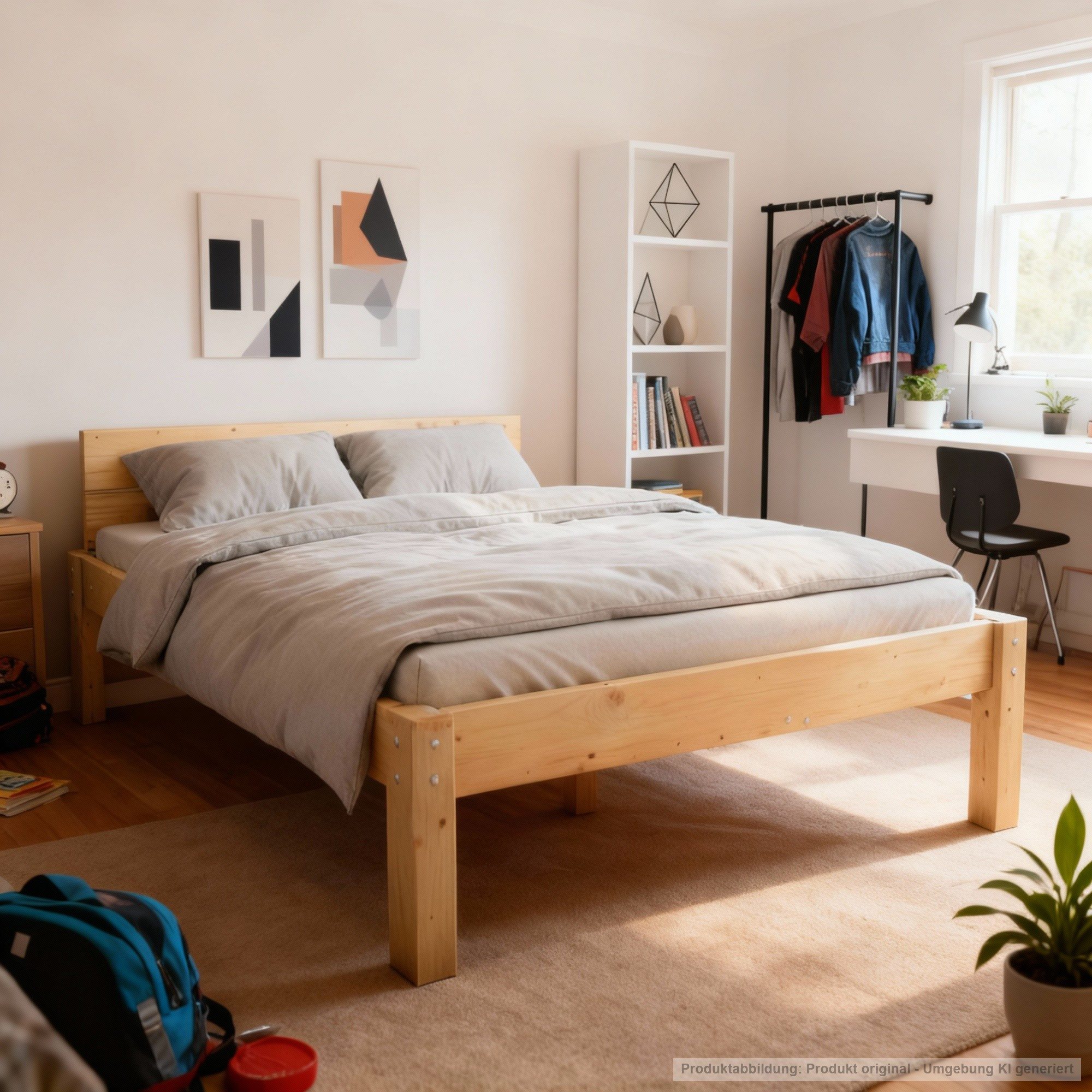 TUGA-Holztech Massivholzbett Pfostenbett Massivholzbett "Daybett" 140 x 200 cm 48 cm Holzbett Bett, Breite 80 90 100 120 140 160 180 200 Länge 190 200 210 220 H=38/48/58