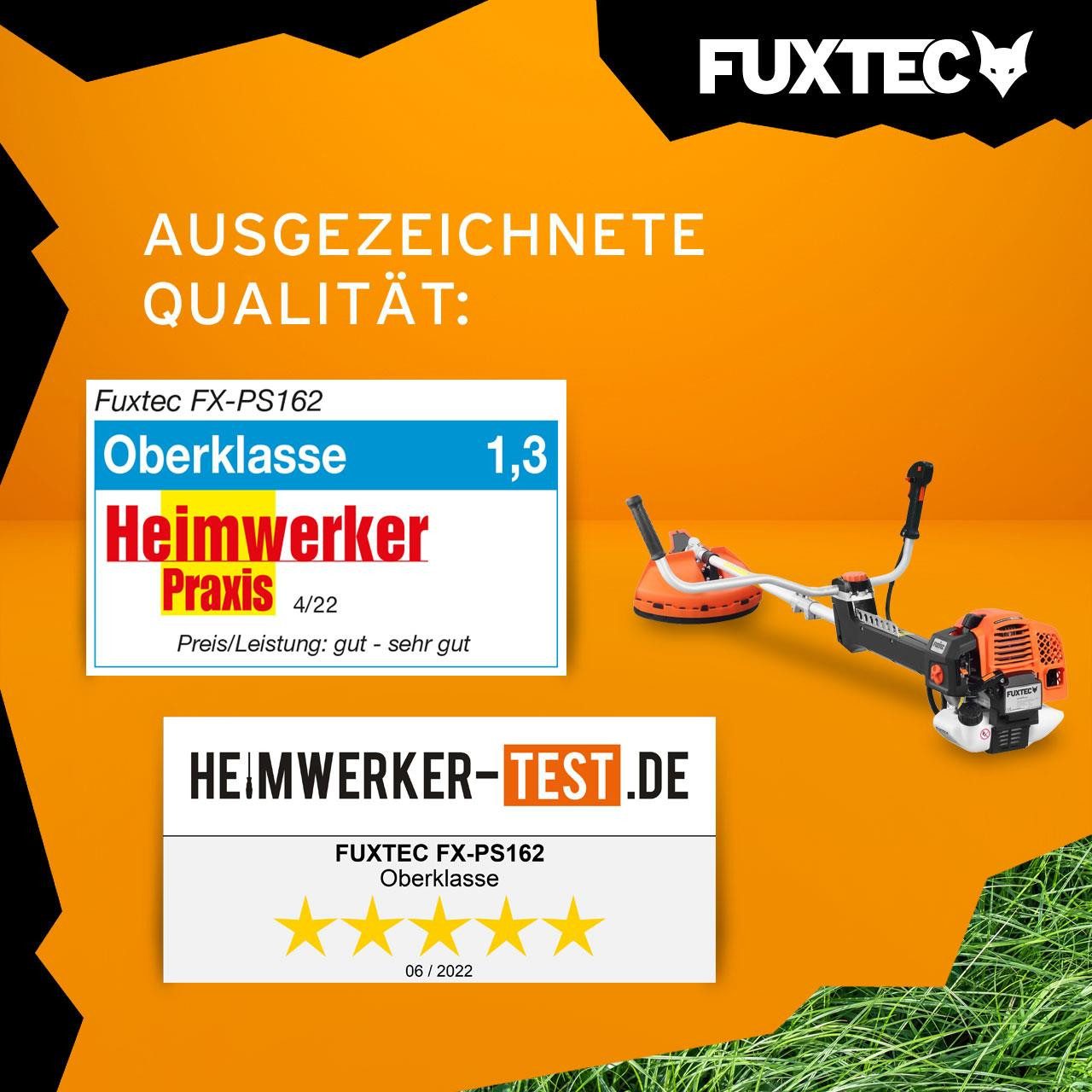 FUXTEC Benzin-Motorsense FX-PS162, 32 cm Arbeitsbreite Messer, 52ccm 3.5PS Highend Anti-Vibrationseinrichtung Profi-Komfort-Tragegurt