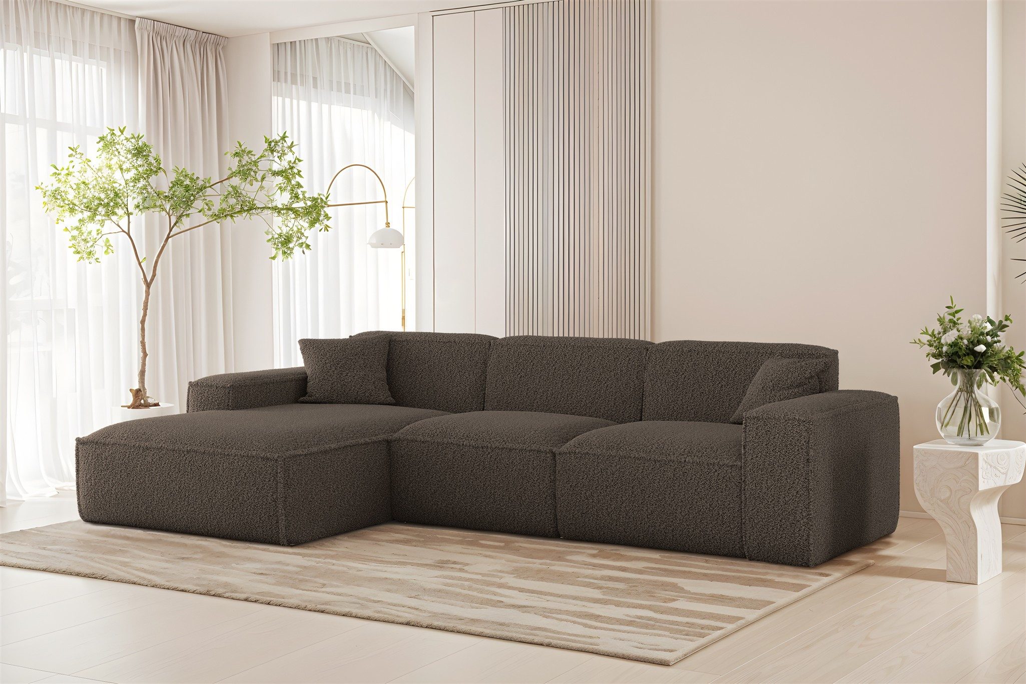 Fun Möbel Ecksofa Designersofa CELES PREMIUM in Stoff Sven, Ottomane Rechts günstig online kaufen