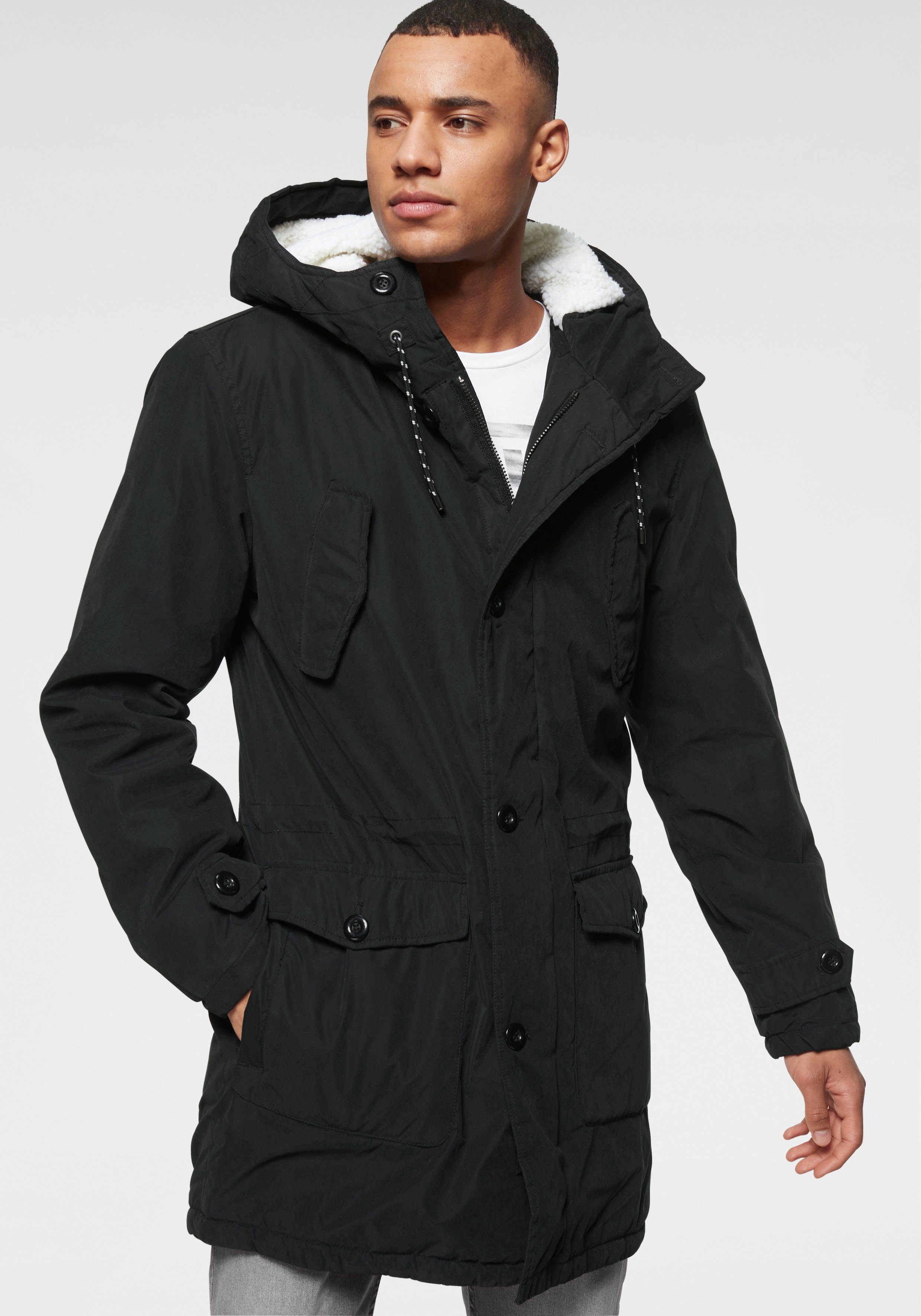 Bruno Banani Parka Winterjacke mit Teddy Fleece gefüttert und anpassbarer K günstig online kaufen