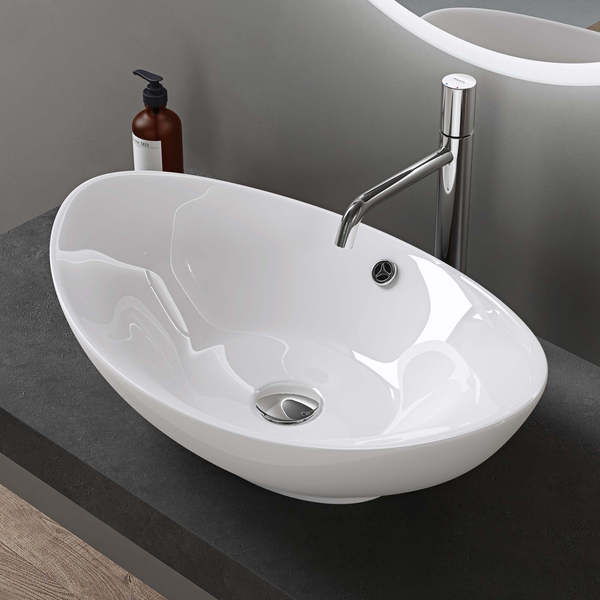 doporro Waschbecken keramik Aufsatzwaschbecken oval Waschtisch günstig online kaufen