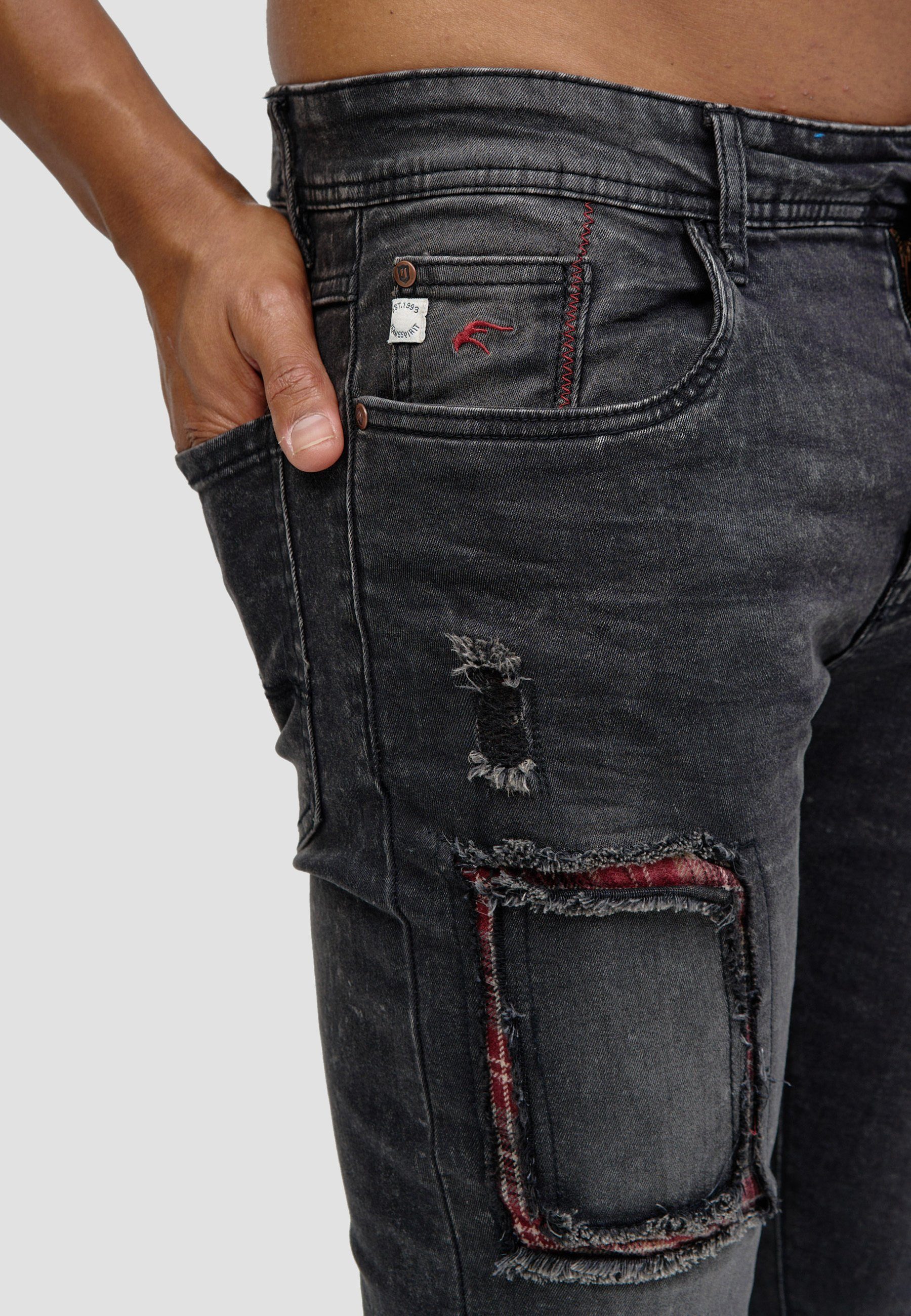 Slim-fit-Jeans Compton Black Indicode Vintage