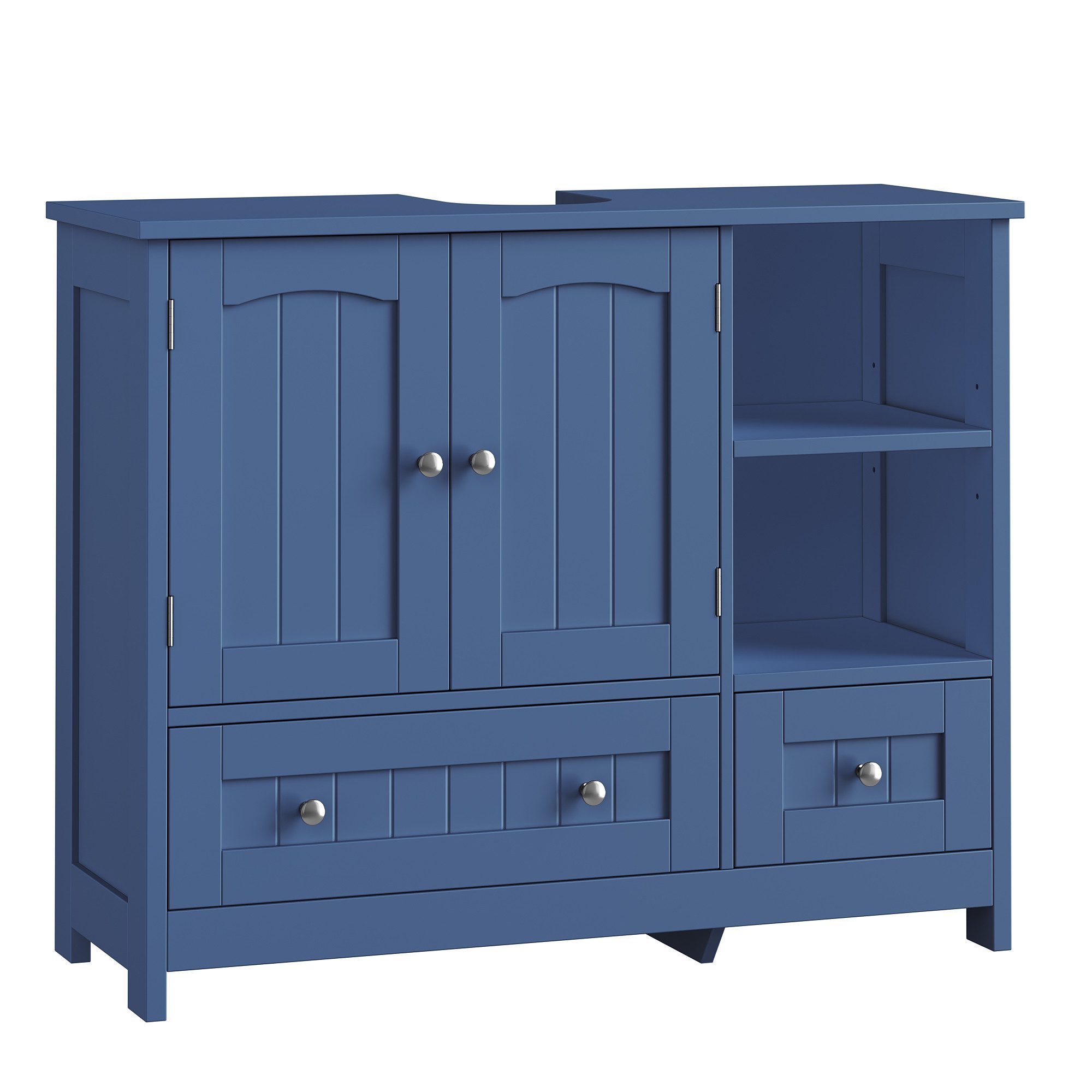 Homfa Waschbeckenunterschrank Unterschrank Badezimmerschrank mit 2 Schubladen und 2 Türen, Breite 80 cm, freistehend