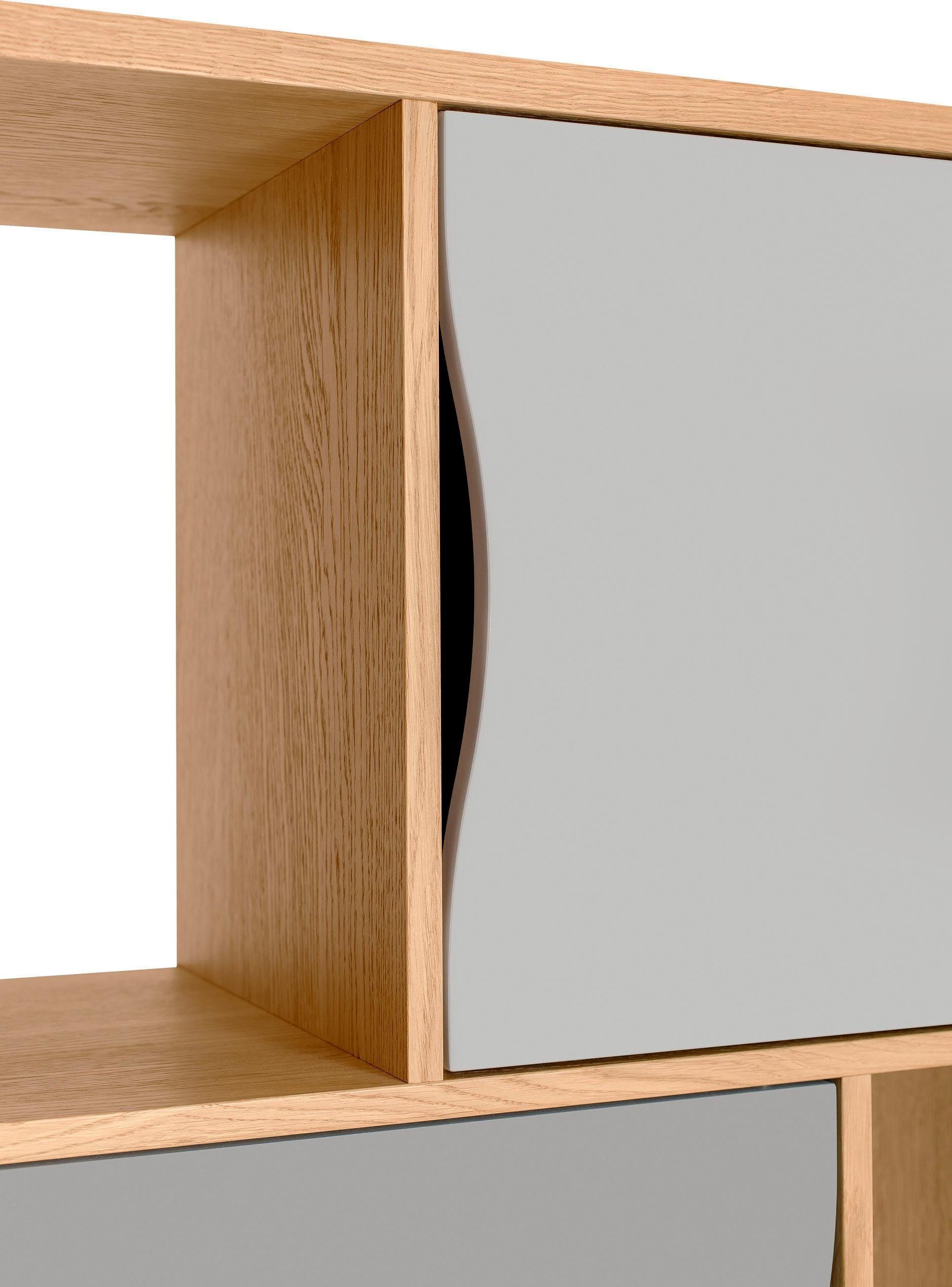 aus Holzfurnier Woodman schlichtes Höhe Avon, skandinavisches cm, 191 Eiche, Design eiche/grau Bücherregal