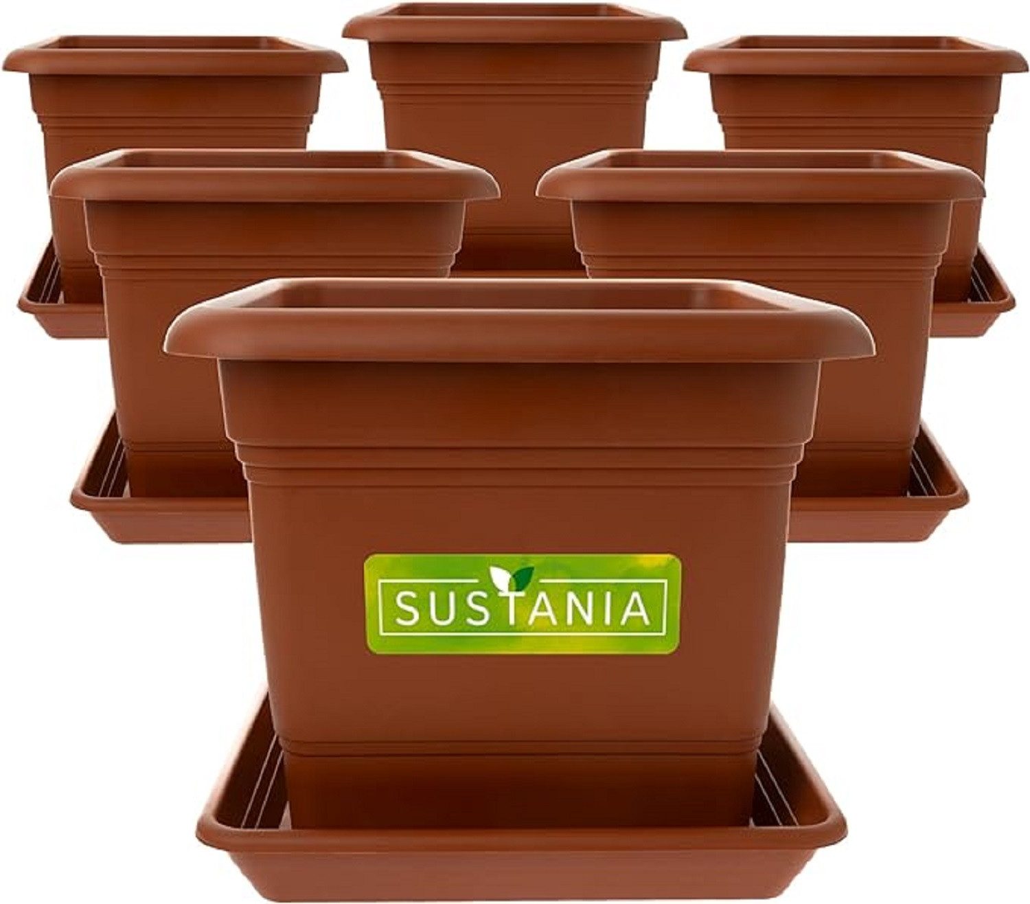 SUSTANIA Blumentopf Pflanzkübel mit Untersetzern (4er günstig online kaufen