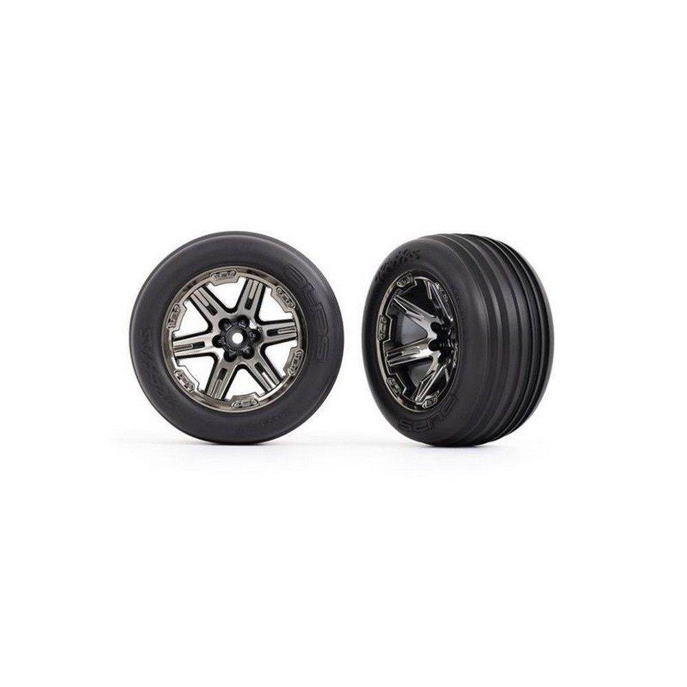 Modellbausatz TRX3771R Reifen auf Felge 2.8 RXT Schwarz-Chrom-Felge Rille Elo vo (2