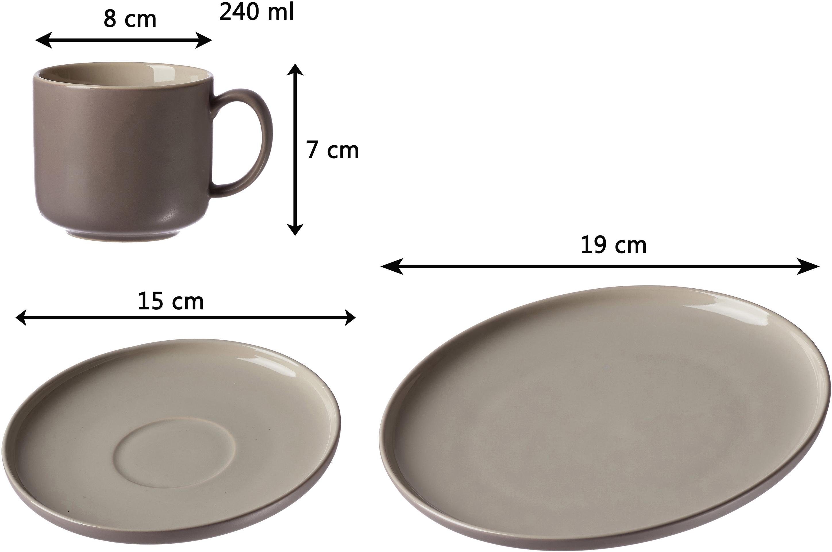 Ritzenhoff & Breker Kaffeeservice Geschirr-Set, Service Jasper (12-tlg), 4 Personen, Steinzeug, Scandic Style, 12 Teile, für 4 Personen