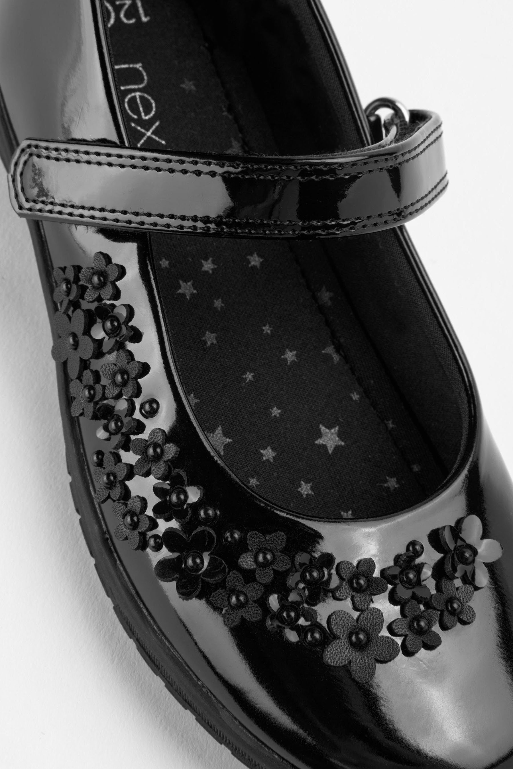 Patent ​​​​​​​Mary-Jane-Schulschuhe Blumendetail mit Next Loafer (1-tlg) Black