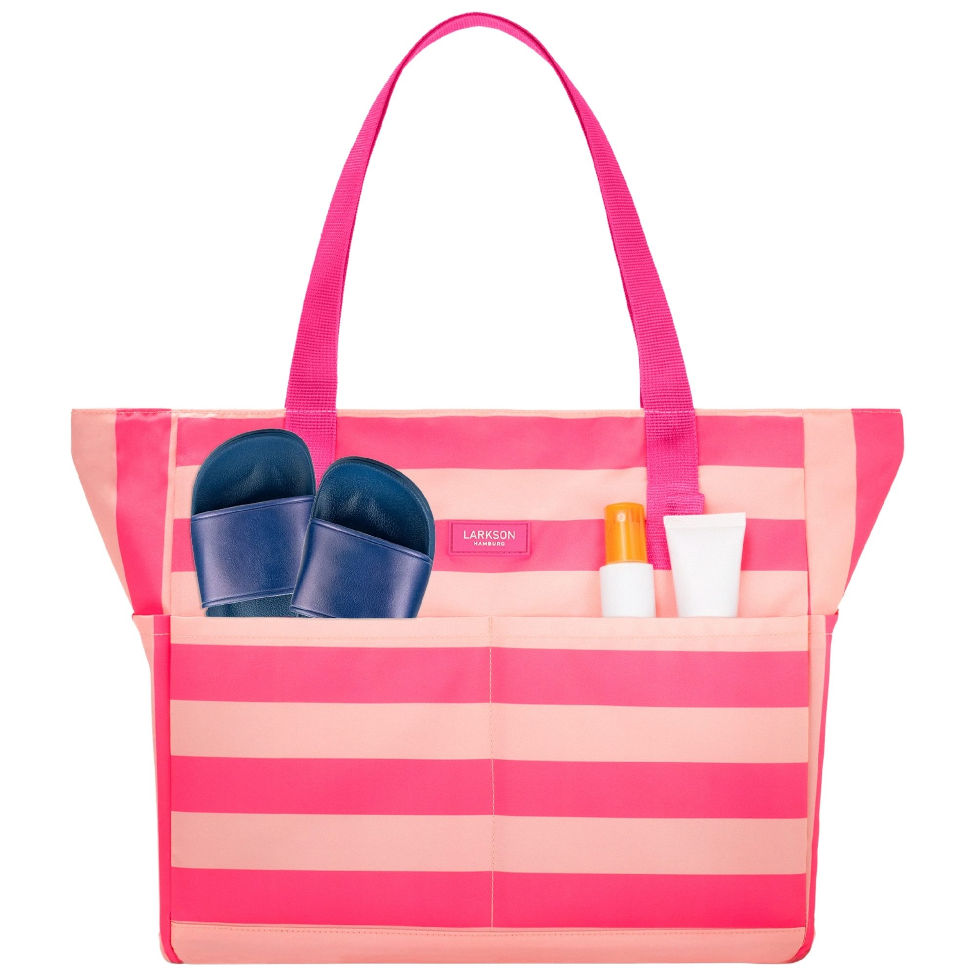 LARKSON Strandtasche Linn Strandtasche mit Reißverschluss (1-tlg), Große Beach Bag für Strand und Urlaub, Wasserabweisend