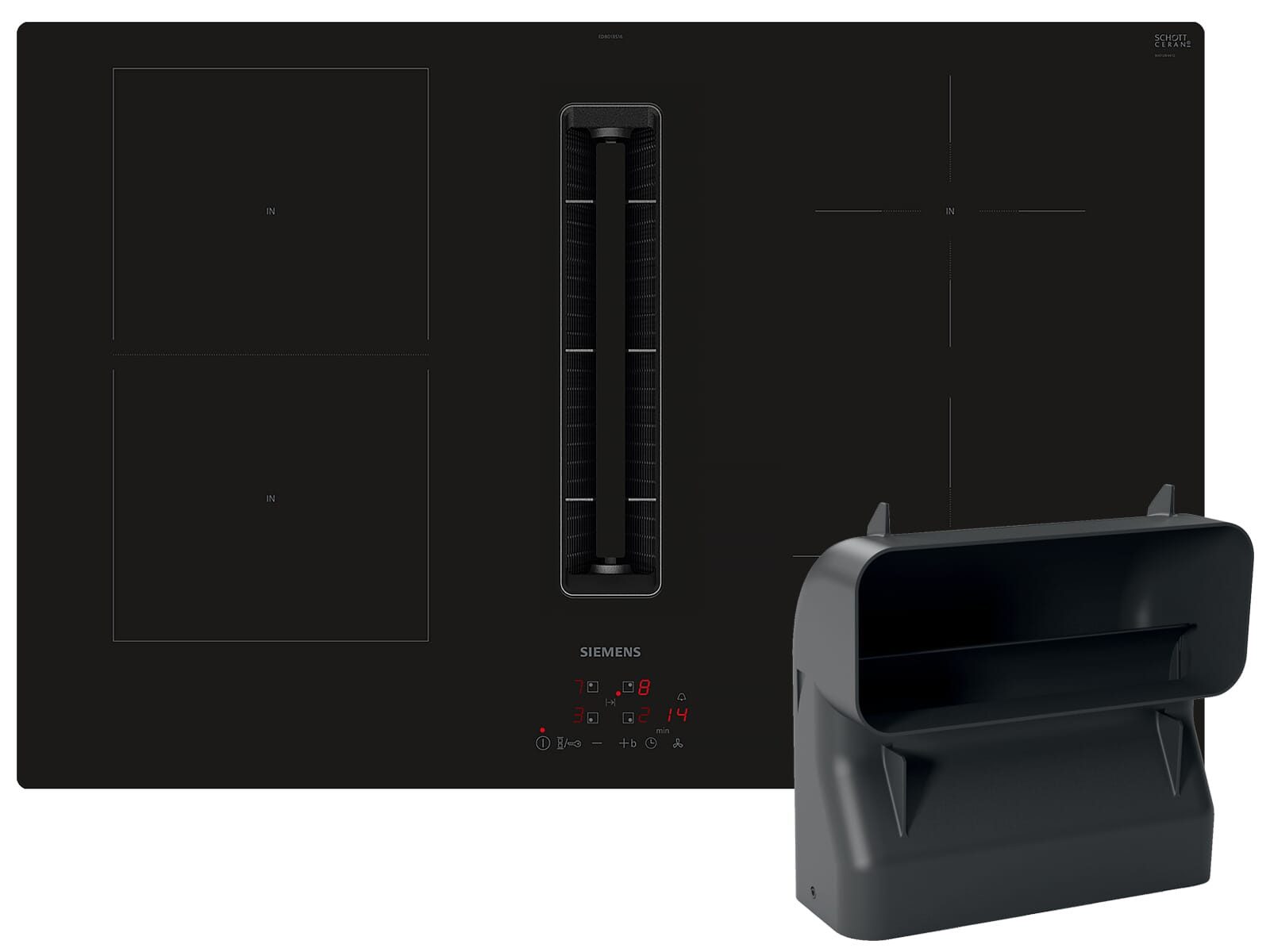SIEMENS Kochfeld mit Dunstabzug ED801BGA6, Powerboost-Funktion, Timer, TouchControl-Bedienung