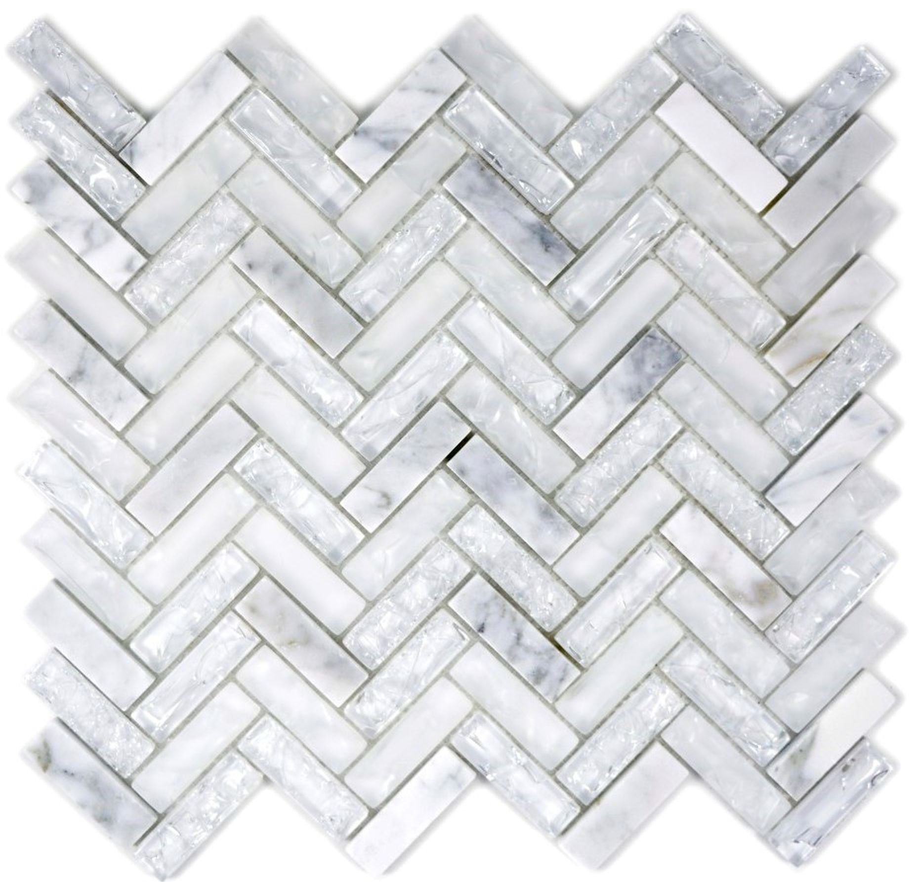 Mosani Mosaikfliesen Glas Naturstein Marmor Mosaikfliese weiß klar carrara günstig online kaufen