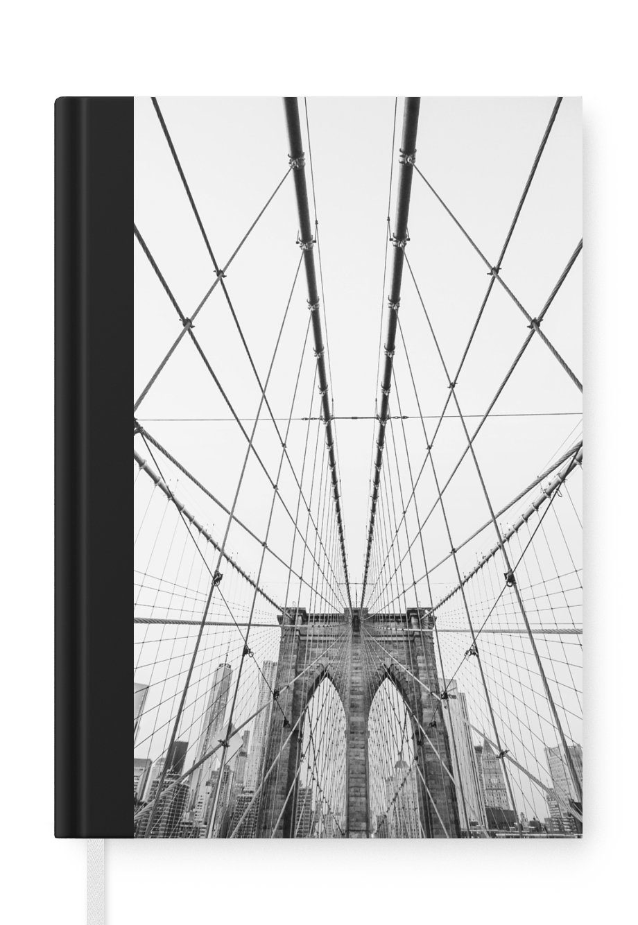 MuchoWow Notizbuch Brooklyn Bridge - Brücke - Architektur - Gebäude, Journal, Merkzettel, Tagebuch, Notizheft, A5, 98 Seiten, Haushaltsbuch