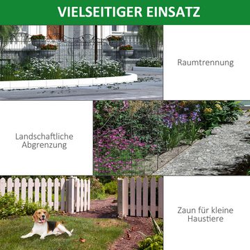 Outsunny Zaun Gartenzaun 4er Set 365 x 112 cm Gitterzaun Dekorative Metallzaun, (Drahtzaun, 4-St., Drahtgitter), für Balkon, Garten, Schwarz