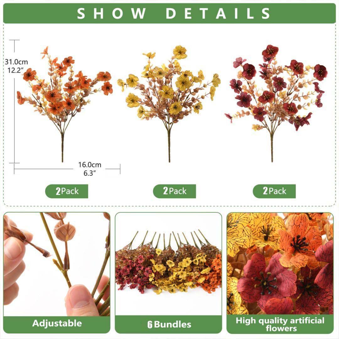 Kunstblumenstrauß 6 Bündel Künstliche Herbstblumen für Draußen Autumn, Coonoor – Bild 2 von 5