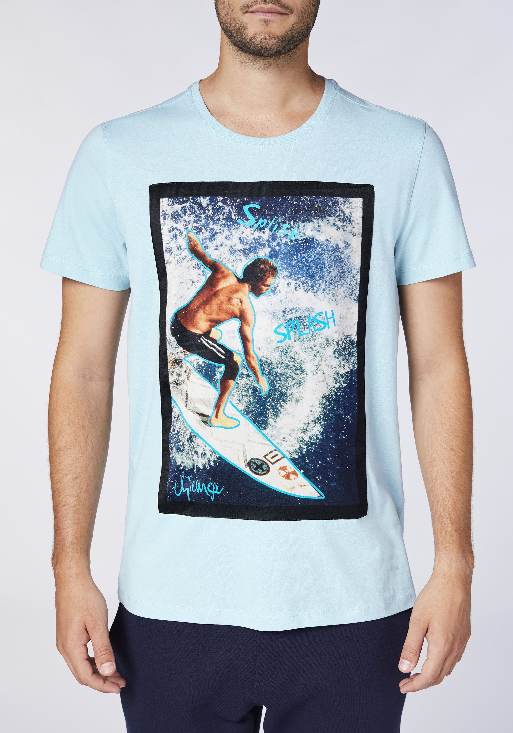 Chiemsee Print-Shirt T-Shirt 1 mit Rundhalsausschnitt Sky Blue