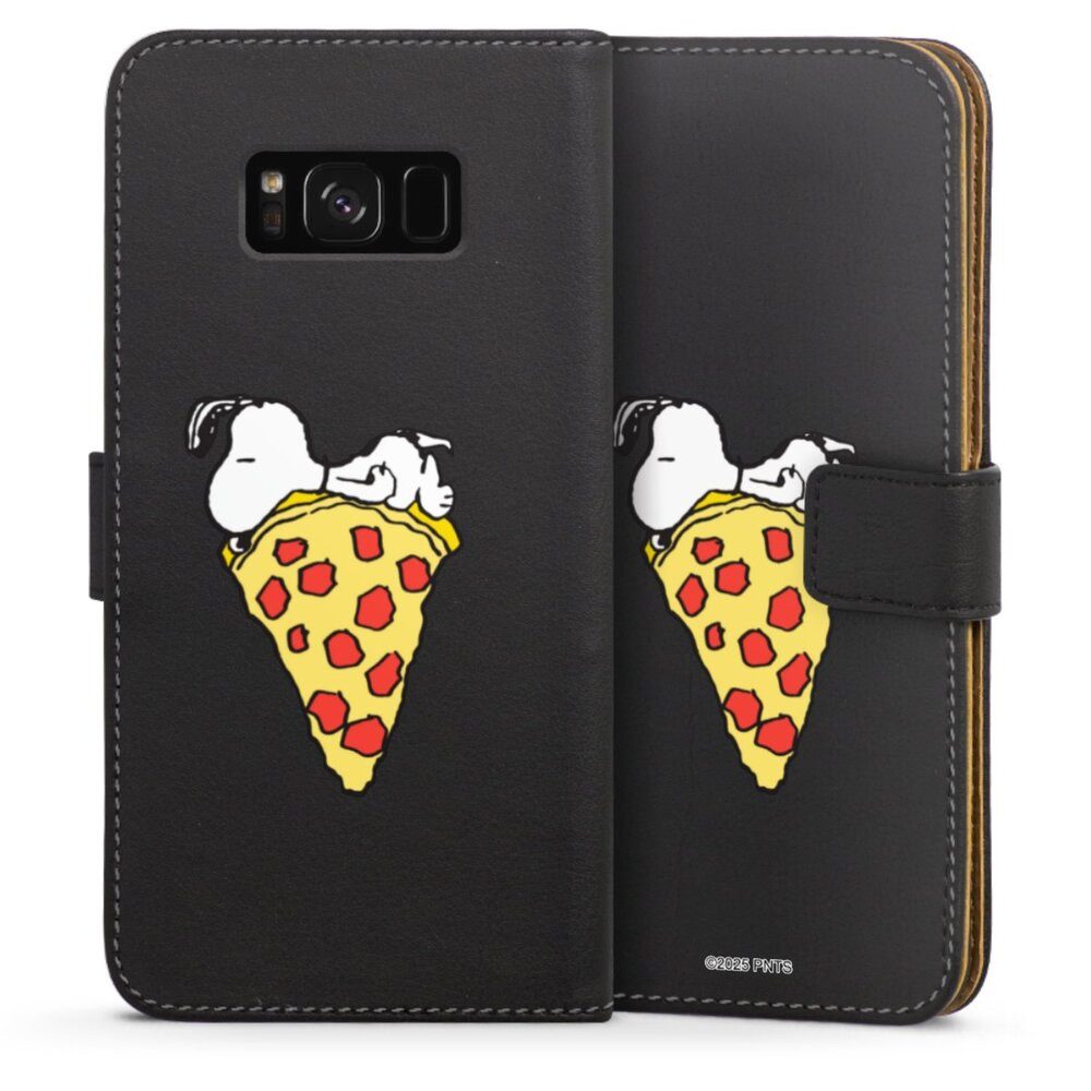 DeinDesign Handyhülle Peanuts Pizza Snoopy Snoopy Pizza Transparent, Samsung Galaxy S8 Plus Hülle Flip Case Klapphülle Handytasche Leder