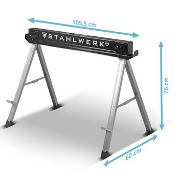 STAHLWERK Sägebock Sägebock SB-757 ST im 2er Set, pulverbeschichteter Metall-Arbeitsbock, Universal-Klappbock