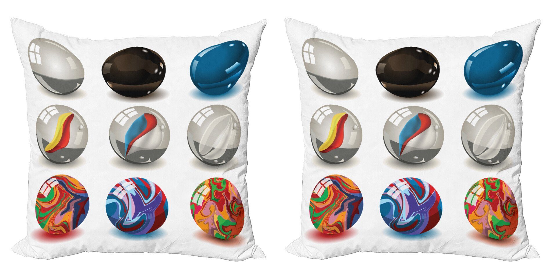 Kissenbezüge Modern Accent Doppelseitiger Digitaldruck, Abakuhaus (2 Stück), Pearls Marbles Blase Kunstwerk | Kissenbezüge