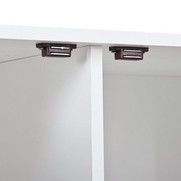BlingBin Sideboard Kommode Highboard (1 St), mit 3 Rattan verzierten Türen, mit Metallgriffe, 129.8x 40x 76cm