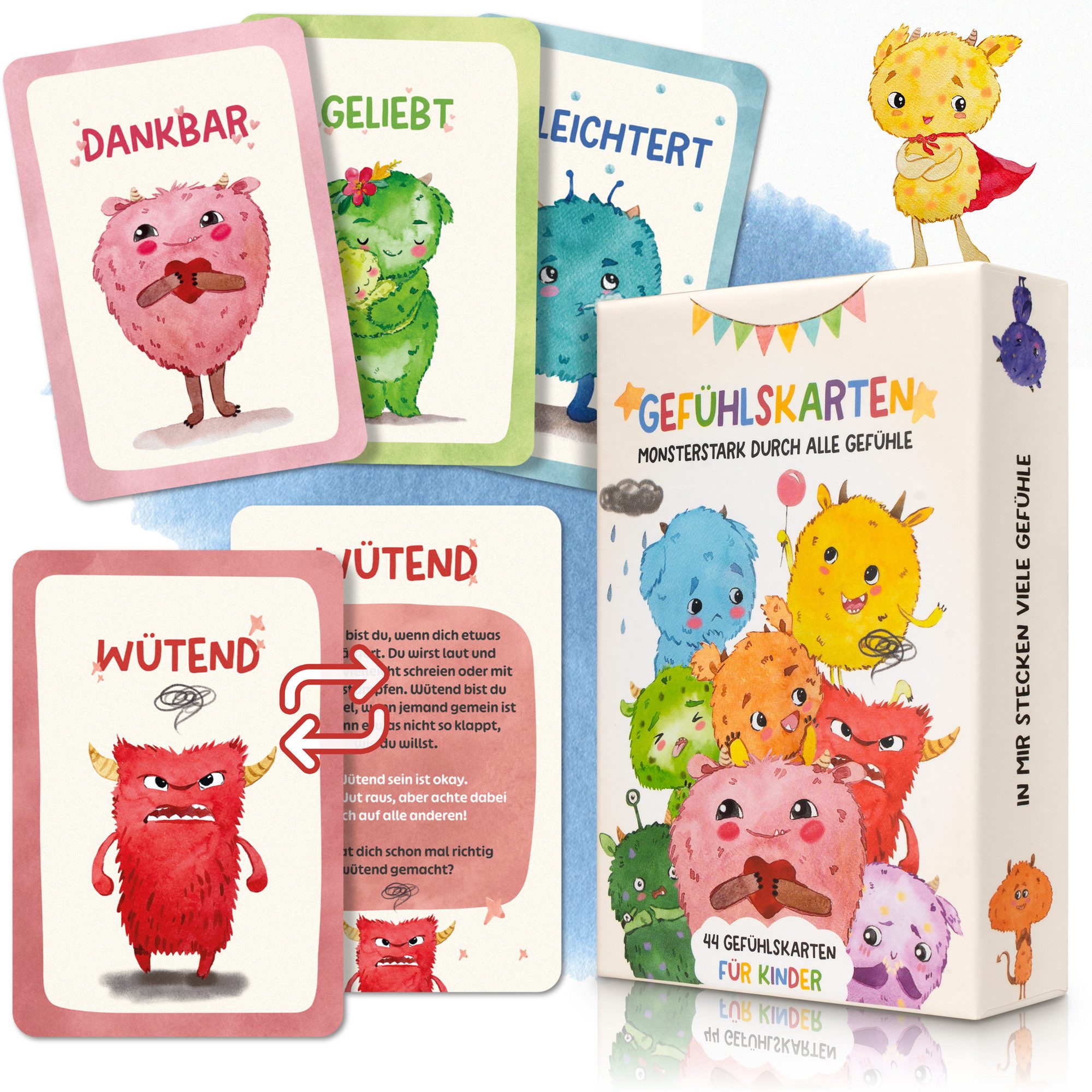 Eulentaler Spiel I 44 pädagogisch wertvolle Gefühlskarten für Kinder, von Erzieherinnen gestaltet, I Emotionen erkennen & benennen, mit kindgerechten Erklärungen