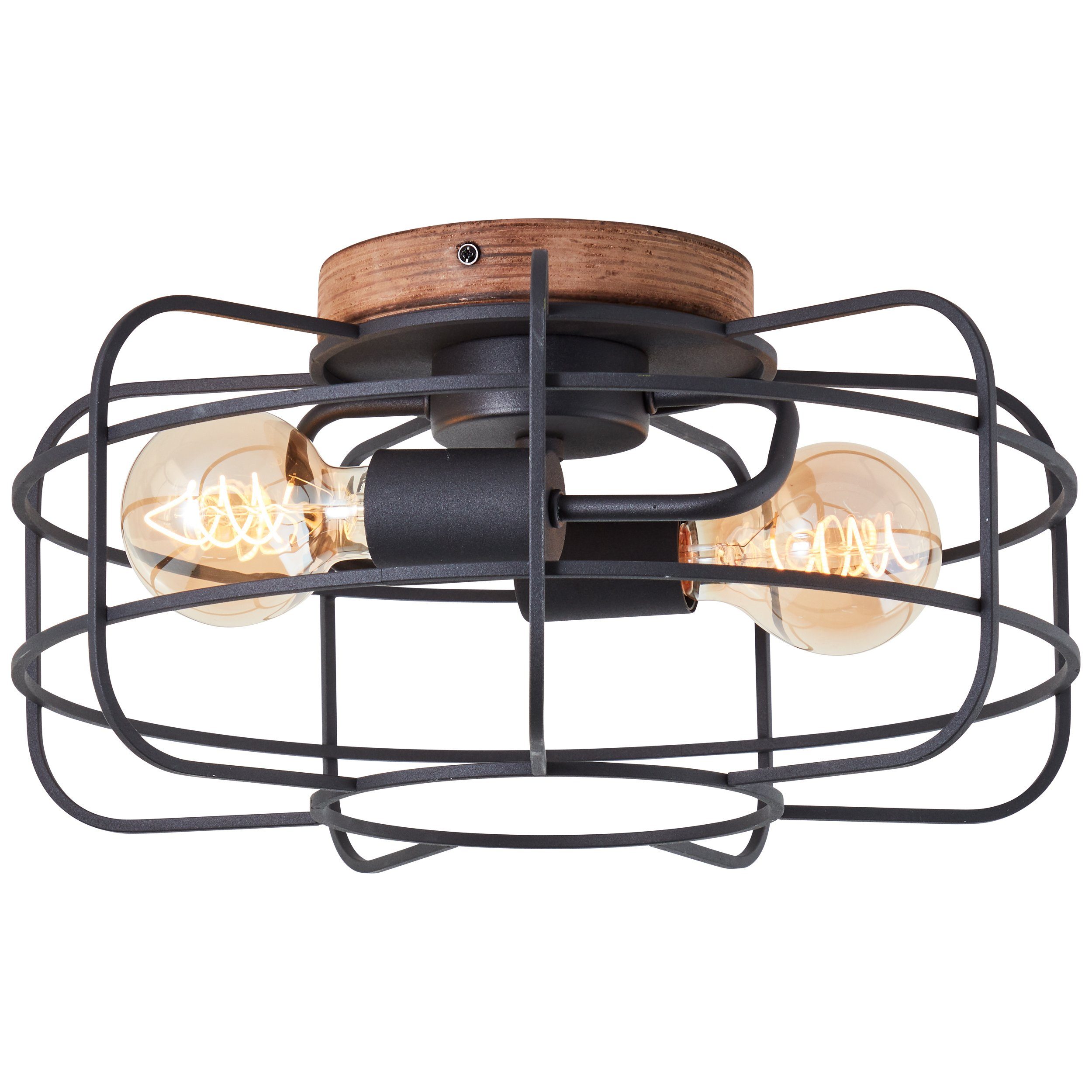 Brilliant Deckenleuchte Gwen, ohne Leuchtmittel, D 40 cm, E27, Holz/Metall, braun/schwarz korund