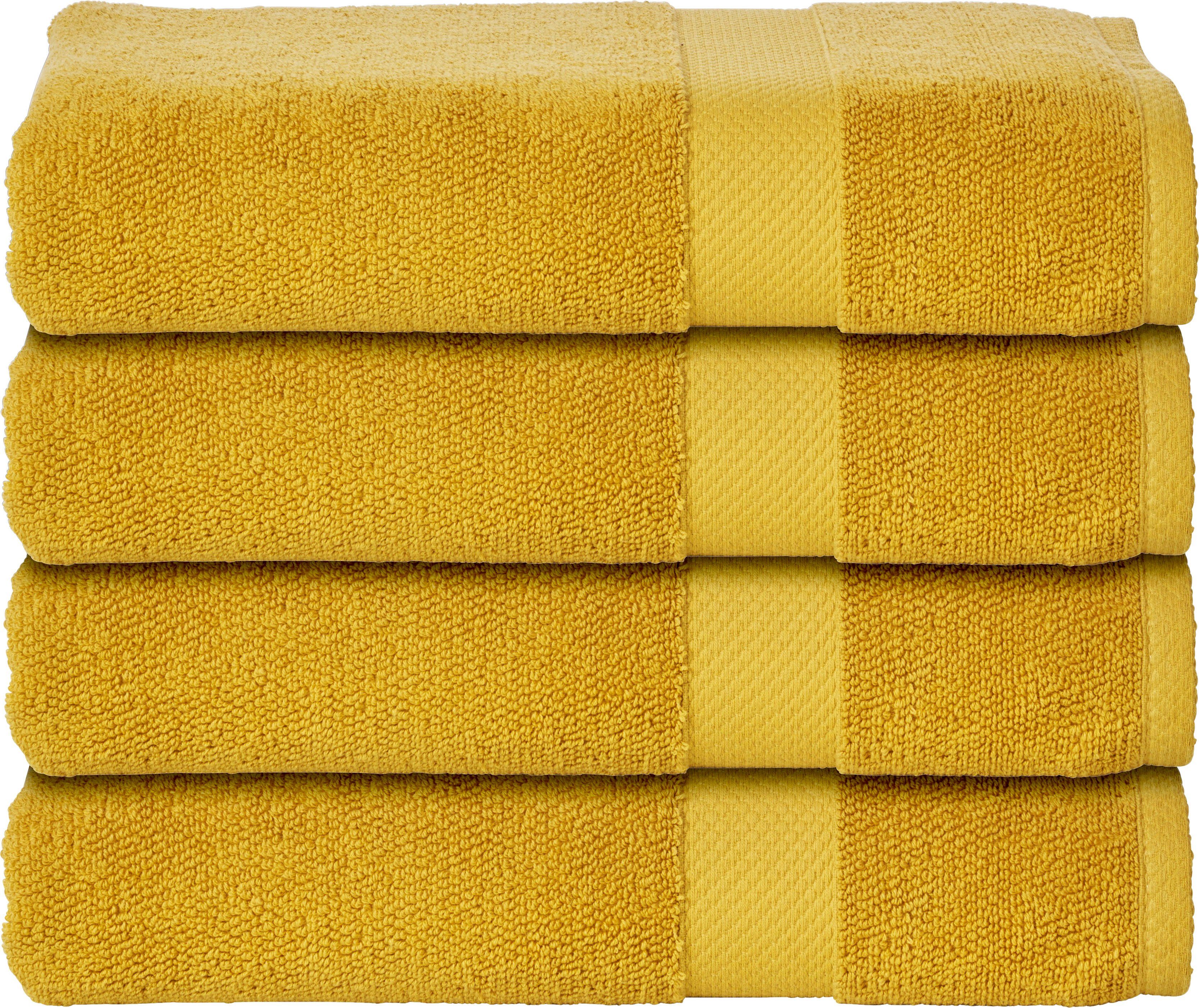 done.® Handtuch Set Deluxe, Zwirnfrottee, (Set, 4-tlg), Uni Farben, Hotelqualität aus hochwertigem Zwirnfrottier goldfarben | Handtuch-Sets