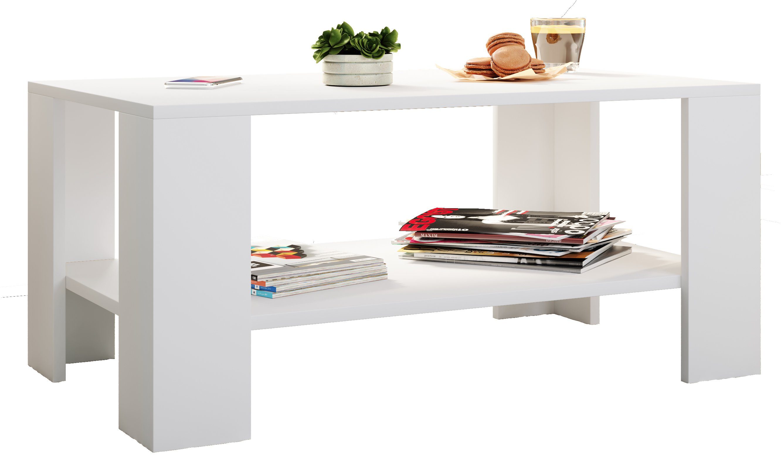 VCM Couchtisch Dalus B. 90 x T. 53 x H. 41 cm, Stauraum für kleine Utensilien, für Wohnzimmer und Mediaraum, 1 Fächer