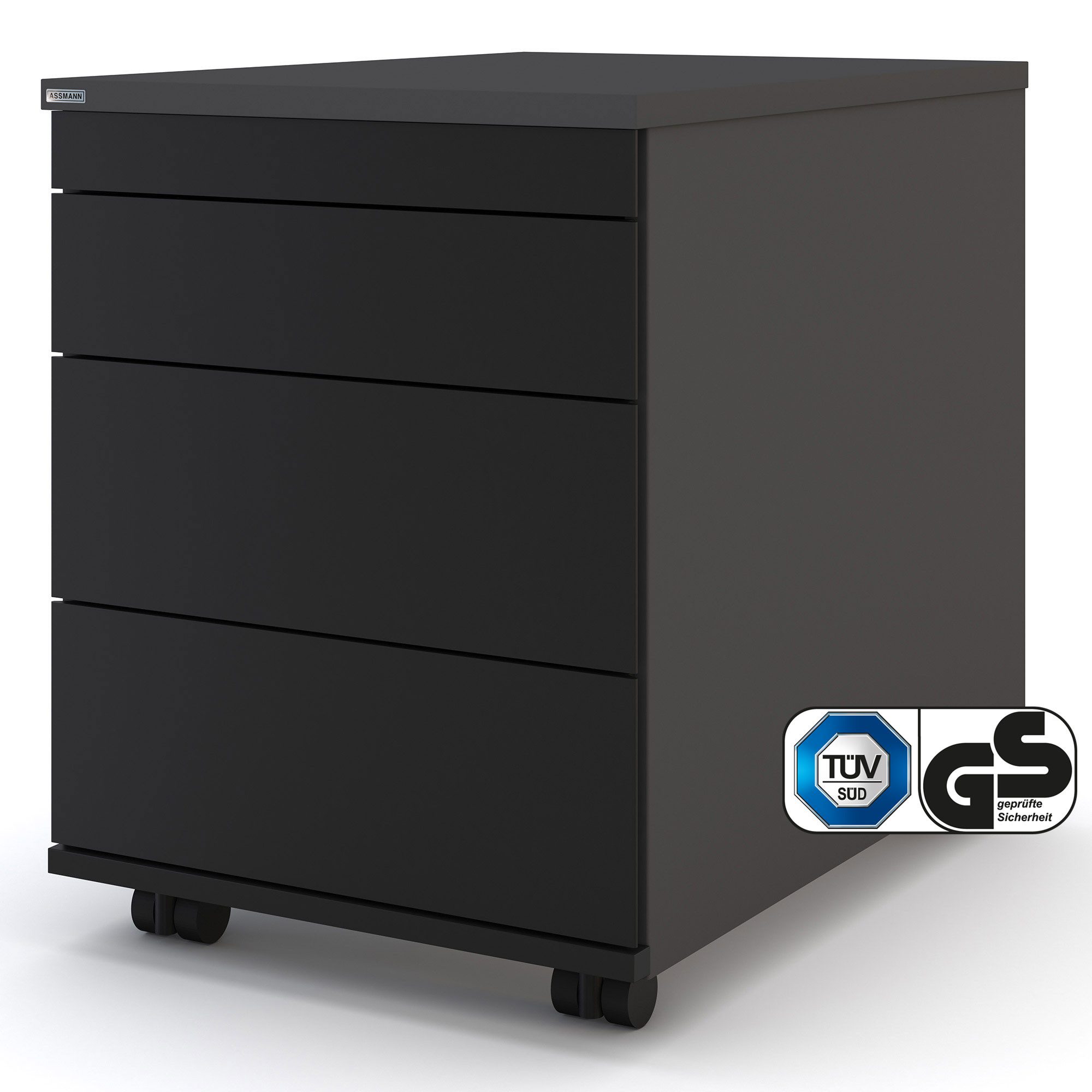 ASSMANN Büromöbel Rollcontainer Pontis, (fertig montiert, für Büro und Homeoffice), TÜV-zertifiziert, Blauer Engel, FEMB Level 3