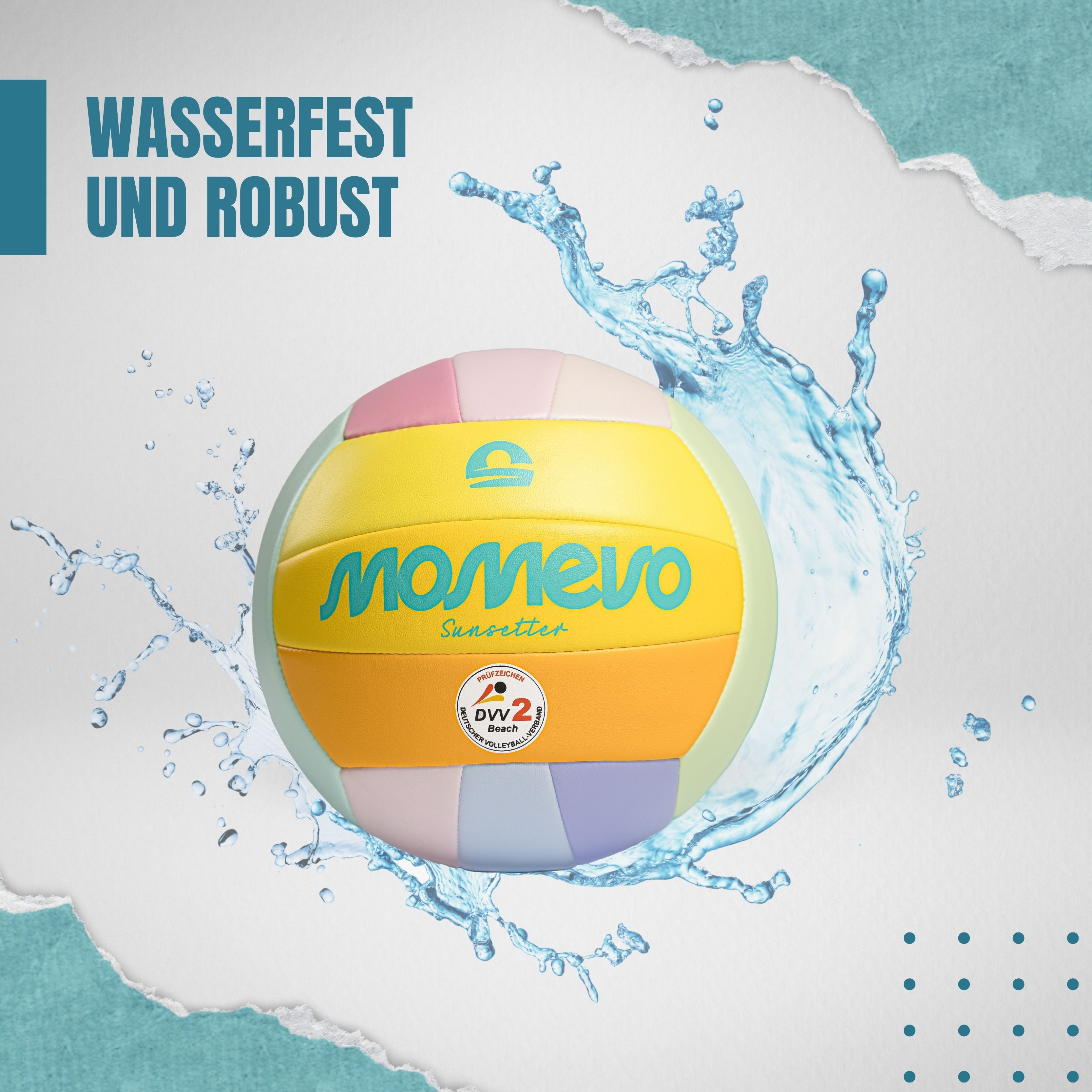 Momevo Beachvolleyball Offizieller Beachvolleyball - DVV zertifiziert, weich und robust, tolle Geschenkidee