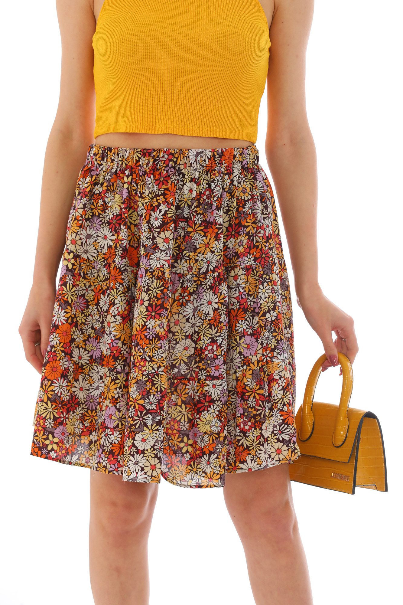 Bongual Sommerrock A-Linie Stufenrock mit Blumen Allover Print günstig online kaufen