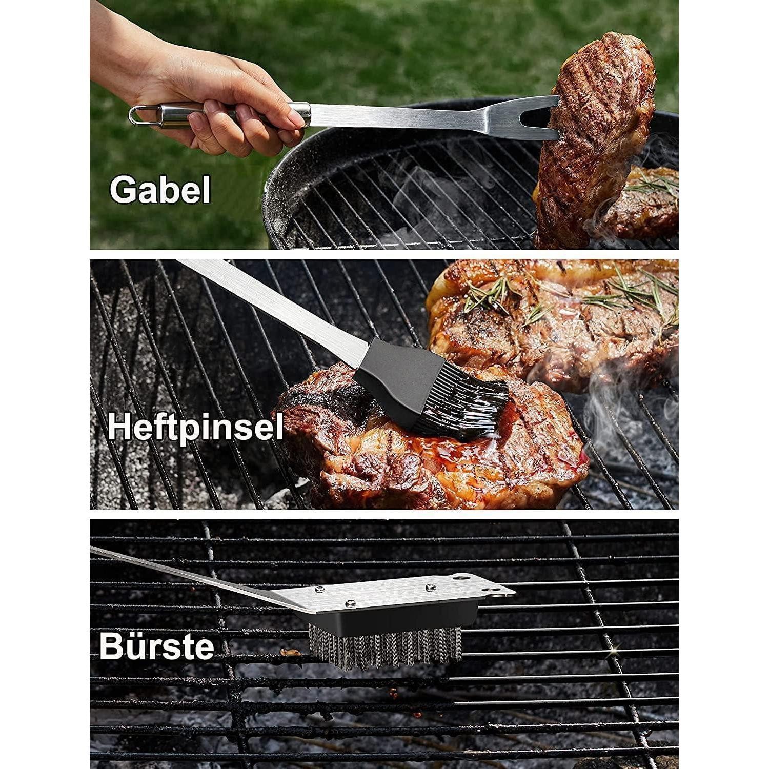 LuxusKollektion Grillbesteck-Set Grillbesteck Set Edelstahl BBQ Zubehör 21-teilig mit – Bild 5 von 5