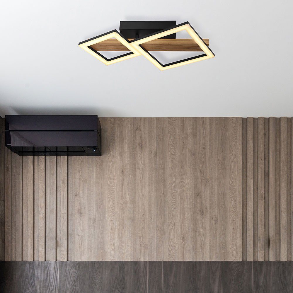 Deckenlampe Holz verbaut, Wohnzimmerlampe Warmweiß, Globo fest Designleuchte LED Deckenleuchte, LED-Leuchtmittel LED Deckenleuchte