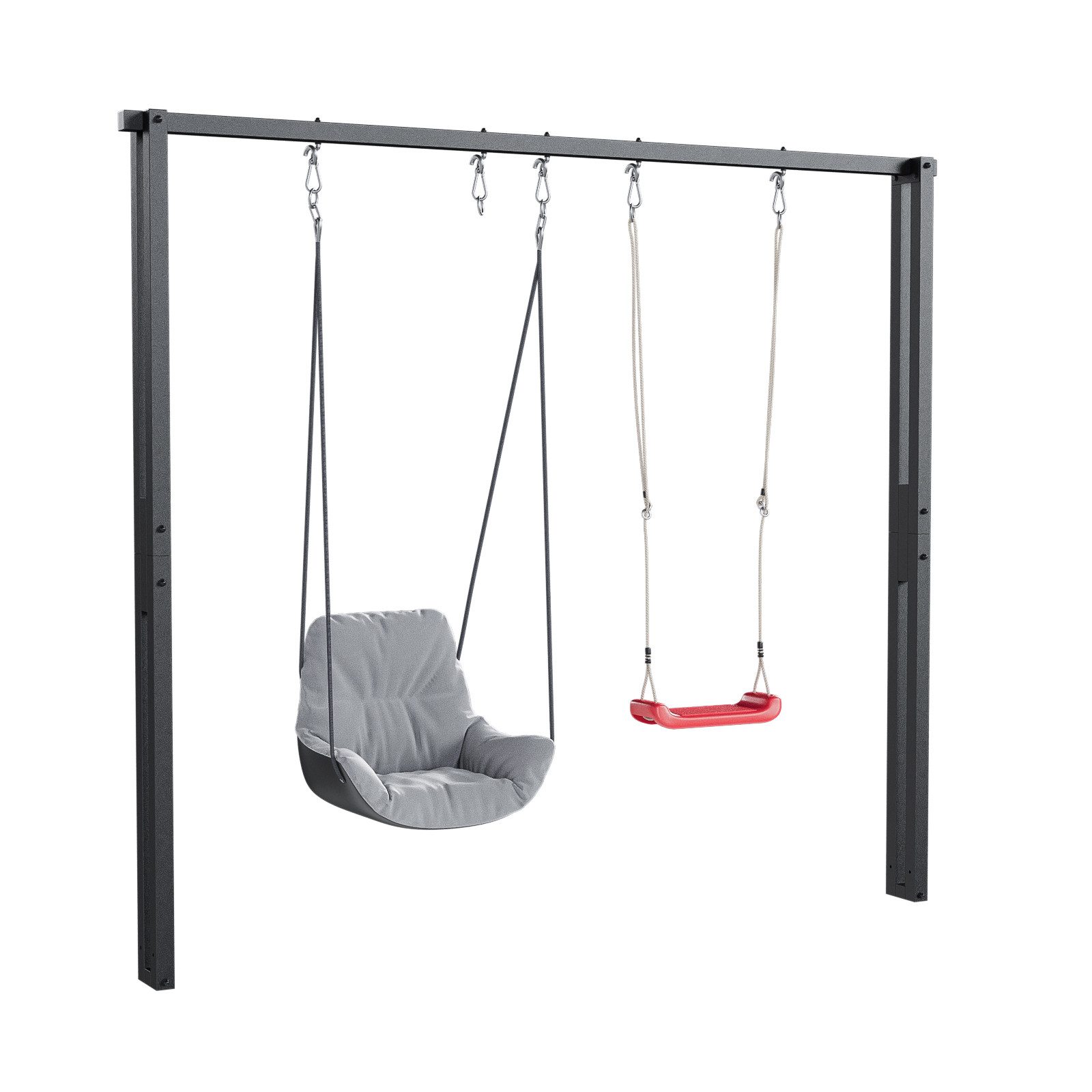 QLS Doppelschaukel Schaukelgestell 8354, (für Schaukel Hängematte Nestschaukel Kinder, Outdoor), Gerüst Nestschaukelgestell aus Stahl 260 cm