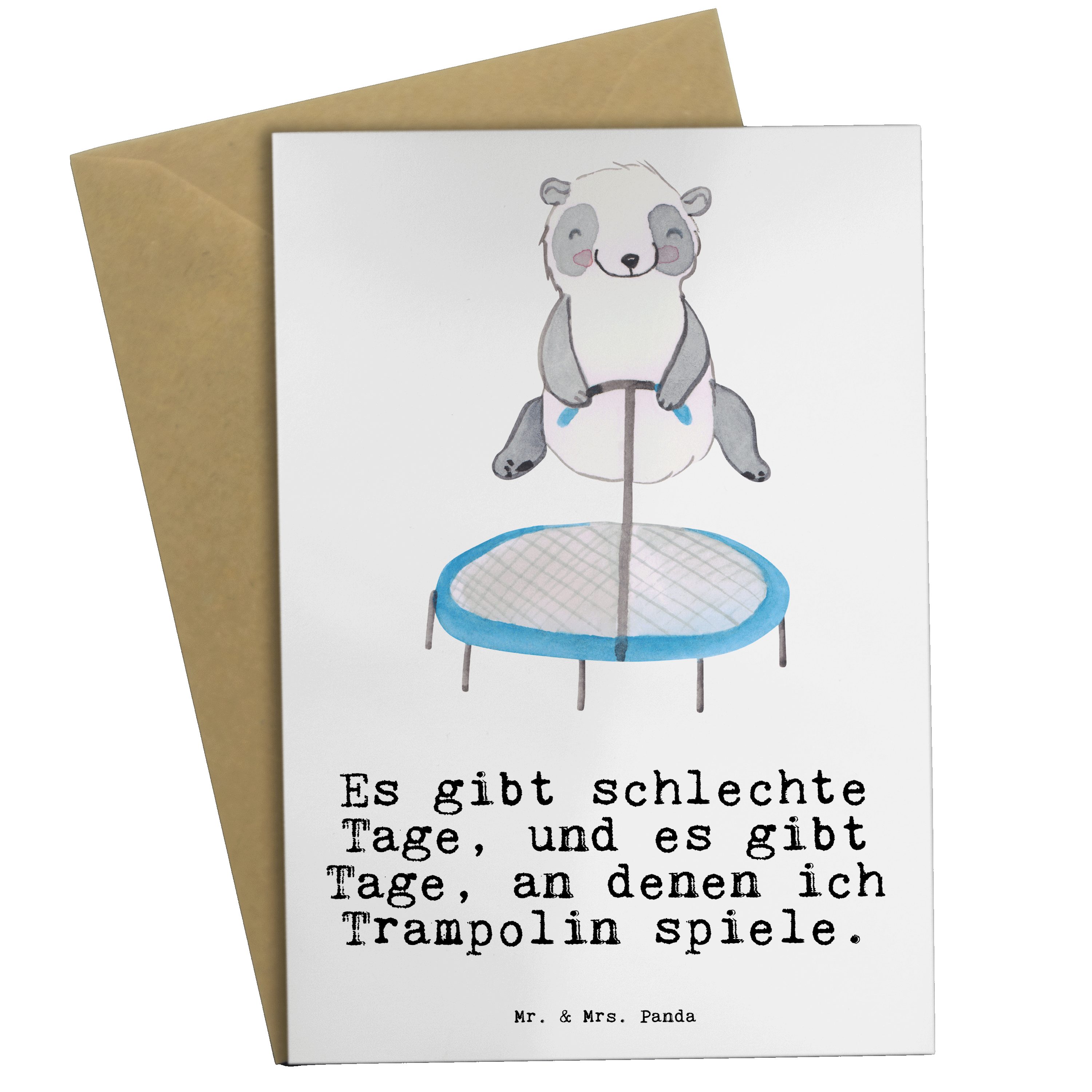 Mr. & Mrs. Panda Grußkarte Panda Trampolin springen Tage - Weiß - Geschenk, Karte, Fitnessstudio