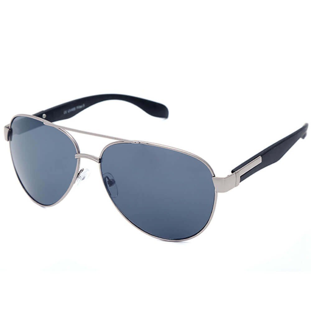 Goodman Design Sonnenbrille Pilotenbrille Fliegerbrille mit breiten Bügeln UV-Schutz 400. Angenehmes Tragegefühl Silber