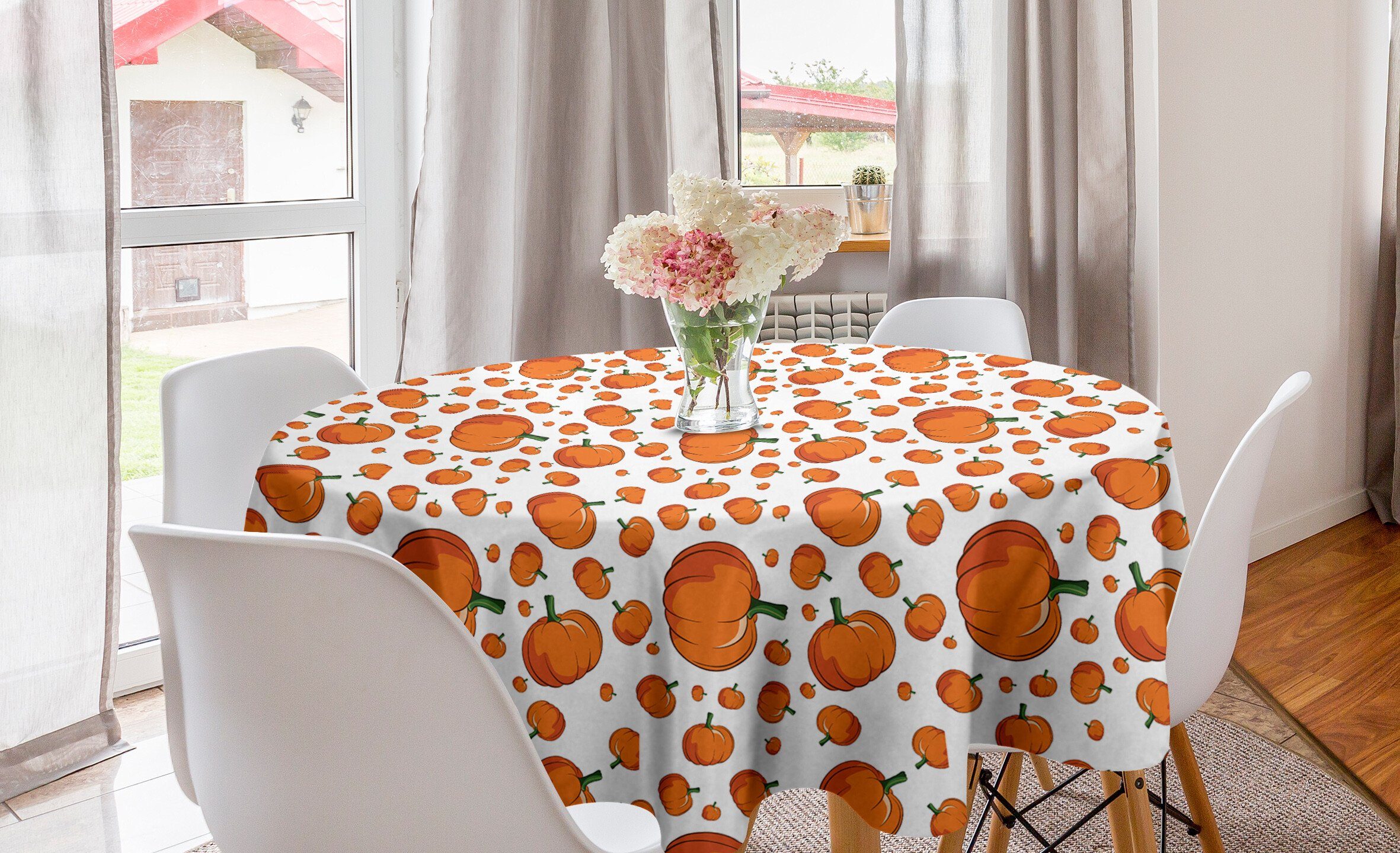 Abakuhaus Tischdecke Kreis Tischdecke Abdeckung für Esszimmer Küche Dekoration, Ernte Halloween Pralle Kürbis