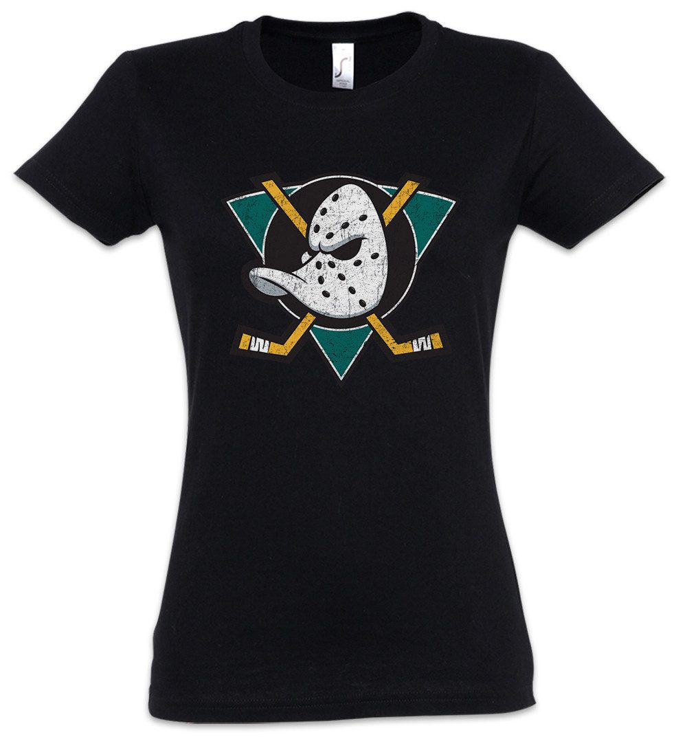 Urban Backwoods Print-Shirt Ducks Hockey Damen T-Shirt Symbol Sign Team Mannschaft Logo Mighty (1-tlg) Schläger Maske Mask Bat