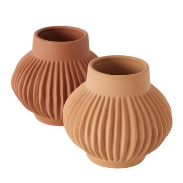 BOLTZE Dekovase 2er Set "Altena" aus Keramik (Dolomit) in orange, Vase