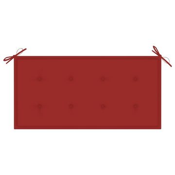 furnicato Gartenbank mit Roter Auflage 112 cm Massivholz Teak