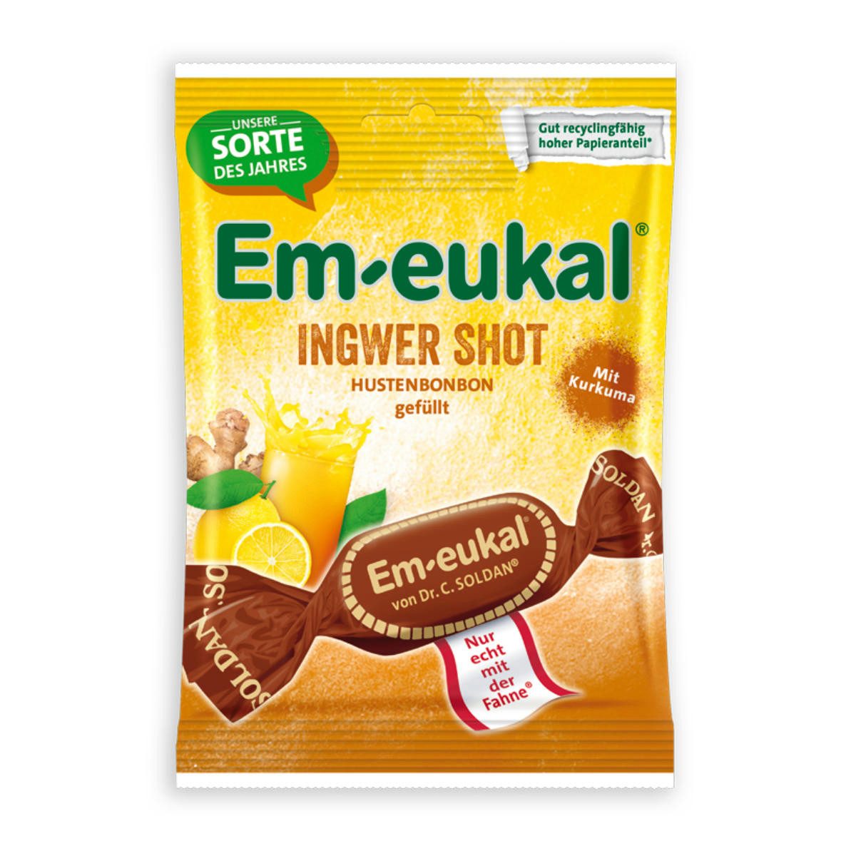 Em-eukal Süßigkeit, Em eukal Ingwer Shot Hustenbonbons gefüllt fruchtig scharf 75g