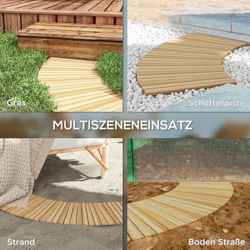 Outsunny Gartenpflege-Set Gartenweg, Rollweg Gartentritt Dekorative Holztritt aus Tannenholz, für Garten, Balkon, Natur