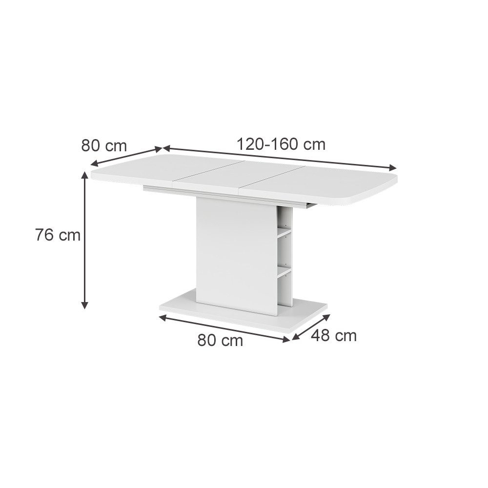 Vicco Esstisch Fenaro, Weiß, 120 x 80 cm mit offenen Fächern günstig online kaufen