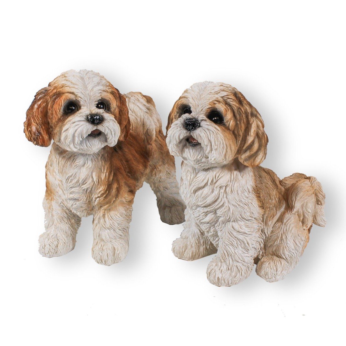 colourliving Tierfigur Hunde Figur Shih 22 sitzend Darstellung realistische Tierfigur mit cm, Filzplättchen, Tzu Welpe handbemalt