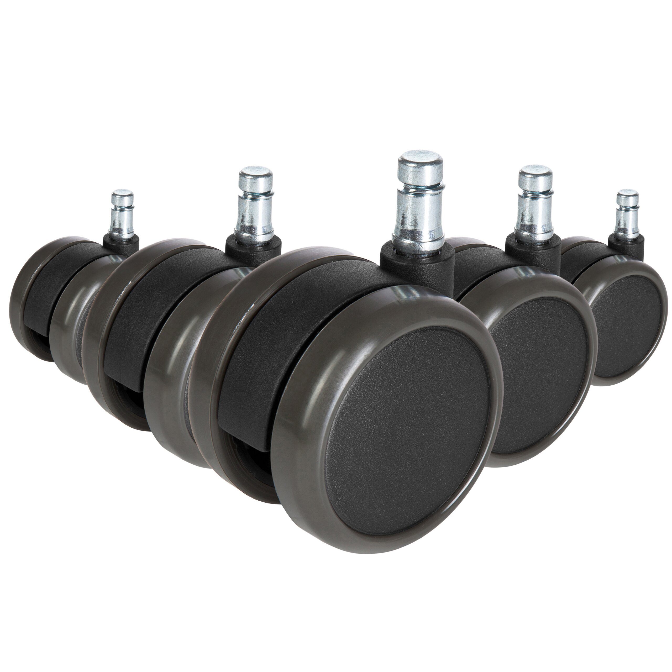 hjh OFFICE Stuhlrolle Stuhlrollen 5X Rolo Free 11Mm/65Mm, (5er Pack), Hartbodenrollen Bürostuhl, Rollen für Schreibtischstuhl