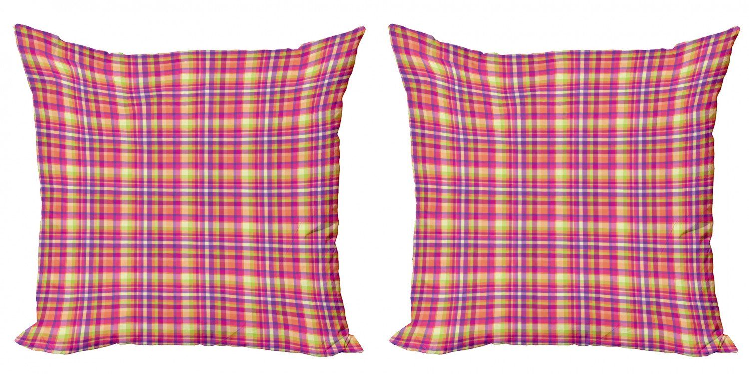 Kissenbezüge Checkered Modern Doppelseitiger (2 Abakuhaus Pixel-Quadrate Accent Digitaldruck, Bunt Stück),