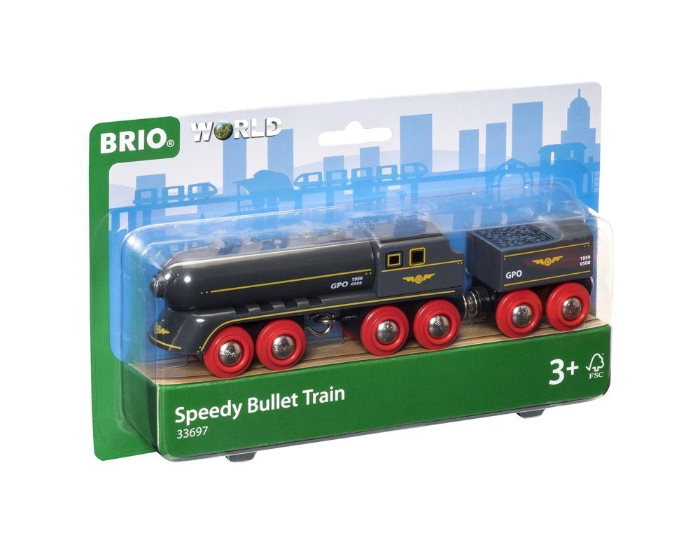 BRIO® Spielzeugeisenbahn-Lokomotive World Eisenbahn Zug Schwarzer Kugelblitz + Kohlentender 2 Teile 33697