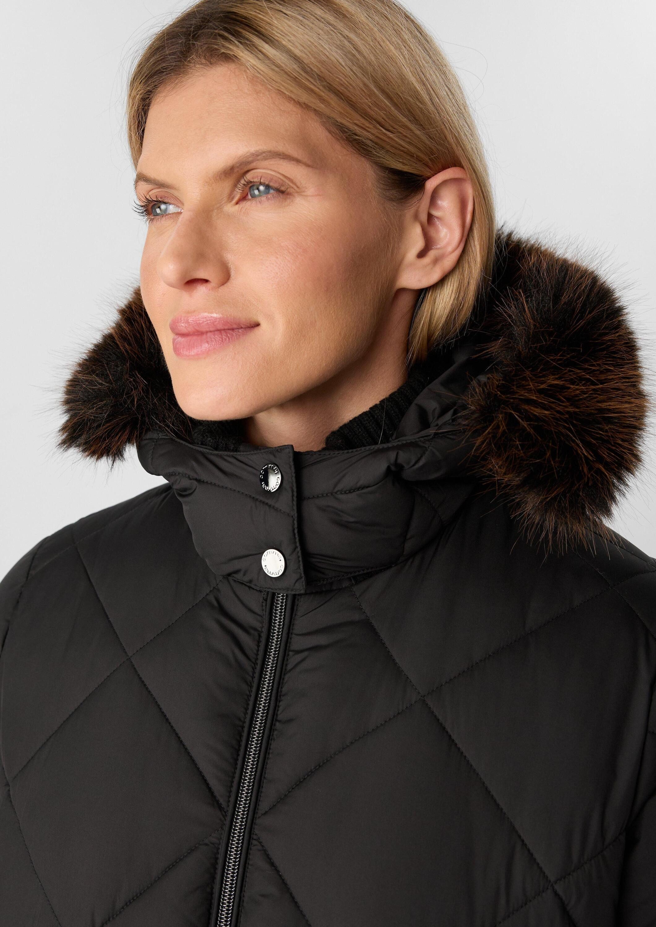 comma Wintermantel Outdoor-Mantel Steppmantel mit abnehmbarem Fellbesatz