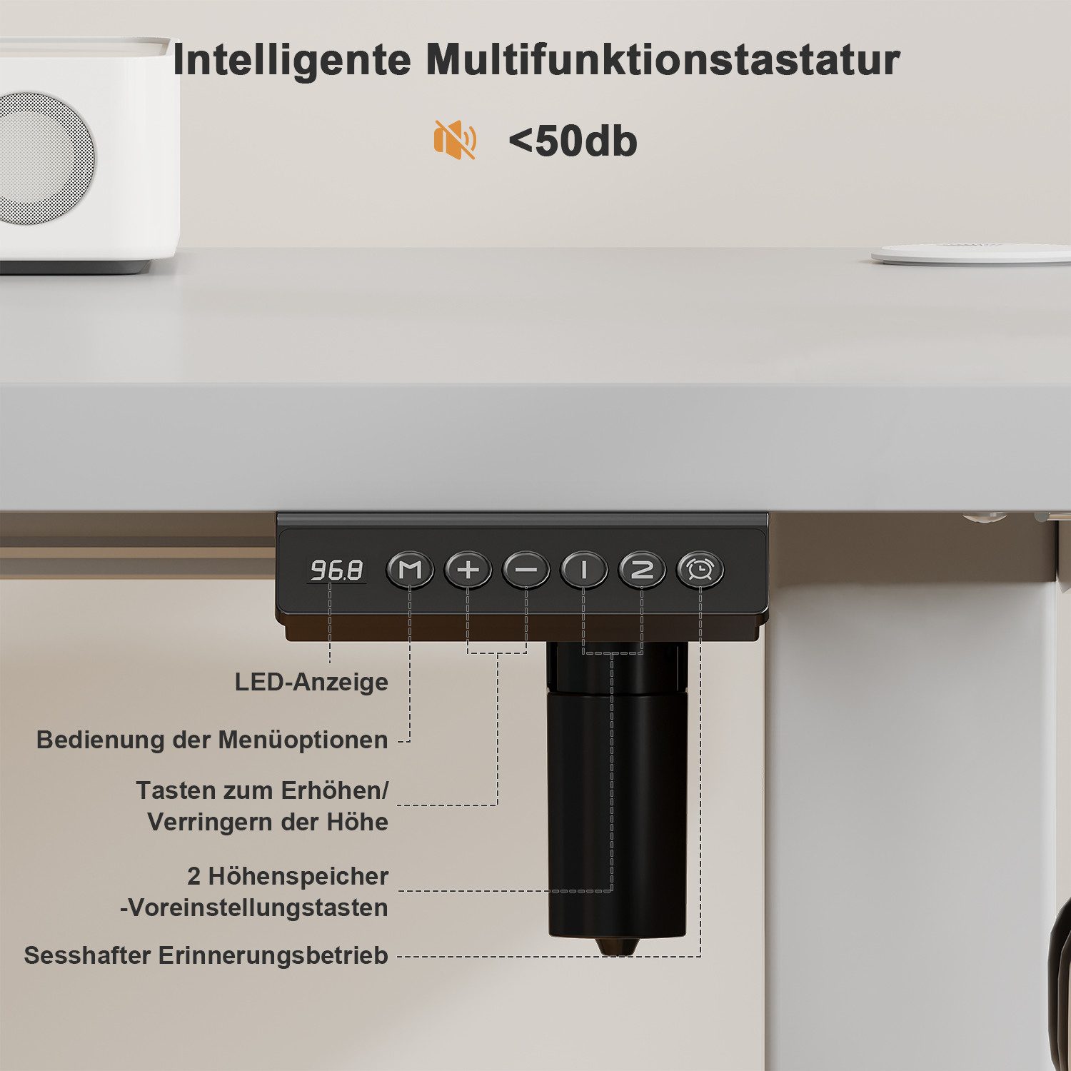 Furnicopia Schreibtisch Höhenverstellbarer mit USB-Ladefunktion und Wecker-Erinnerung (2 Höheneinstellungen 5 Farben und 6 Größen fur eine Vielzahl von Arbeits- – Bild 5 von 5