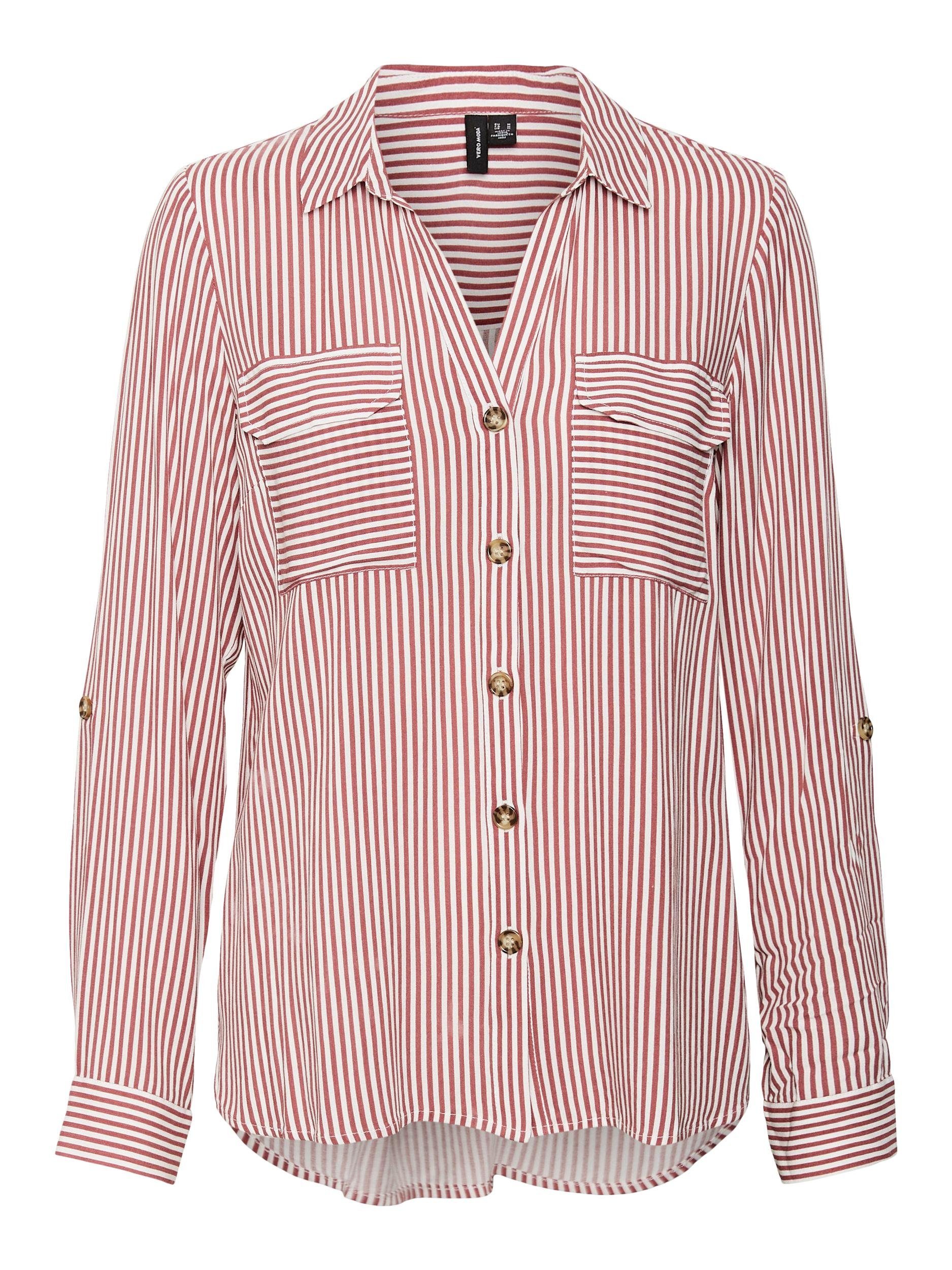 WVN SHIRT Hemdbluse L/S White GA Moda Vero Stripes:DRY ROSE NOOS Snow NEW VMBUMPY